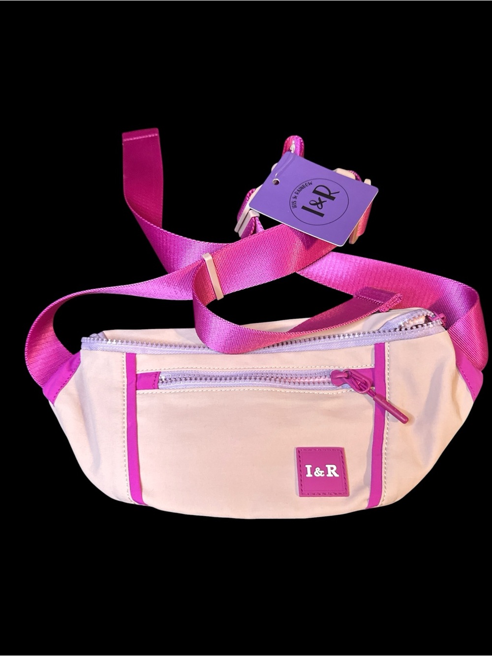 Cream Mini Belt Bag with Pink Trim